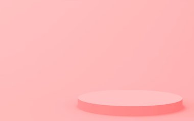 3D pembe silindir podyum minimum stüdyo arkaplanı. Soyut 3d geometrik şekil çizimi. Sevgililer Günü ürünü için göster.