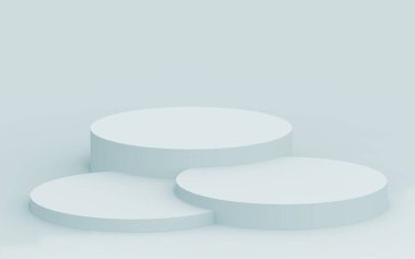 3D gri, parlak silindir podyum stüdyo arka planı. Soyut 3d geometrik şekil çizimi çizimi.