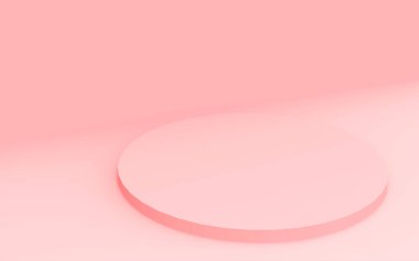 3D pembe silindir podyum minimum stüdyo arkaplanı. Soyut 3d geometrik şekil çizimi. Sevgililer Günü ürünü için göster.
