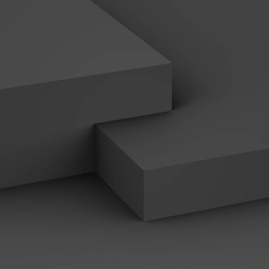 3D siyah gri küp ve kutu podyumu
