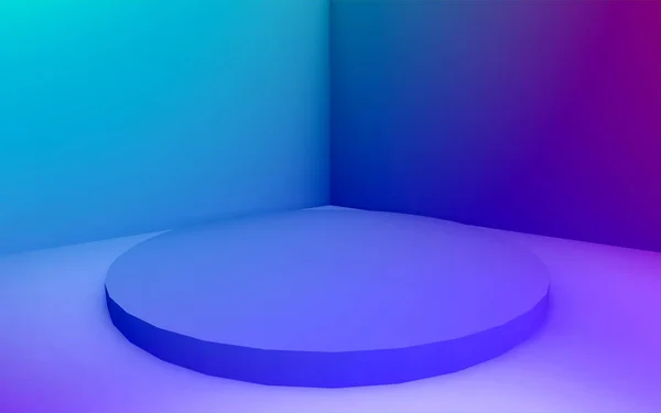 Fioletowy Niebieski Neon Lekki Cylinder Podium Minimalne Gradientowe Studio Ciemne — Zdjęcie stockowe