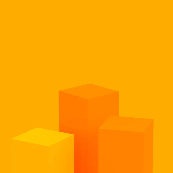 Жовті Помаранчеві Кольори Кубики Квадратний Подіум Мінімальний Студійний Фон Анотація — стокове фото