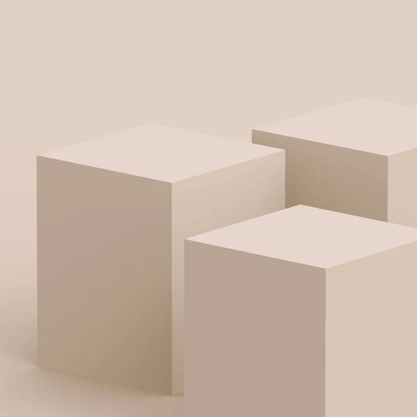 Brown Creamy Cube Box Podium Minimal Scene Studio Background Abstract — Stock Photo, Image