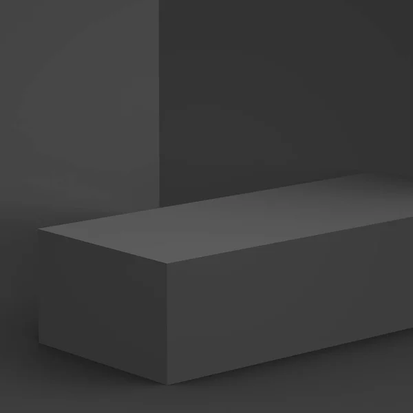Negro Cubo Gris Caja Podio — Foto de Stock