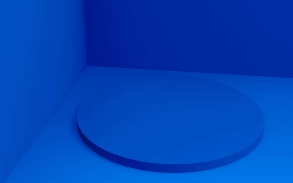 Cylindre Bleu Podium Fond Studio Minimal Illustration Abstraite Objet Forme — Photo