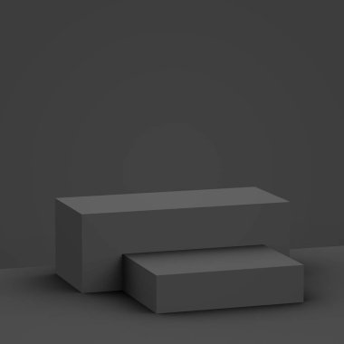 3D siyah gri küp ve kutu podyumu