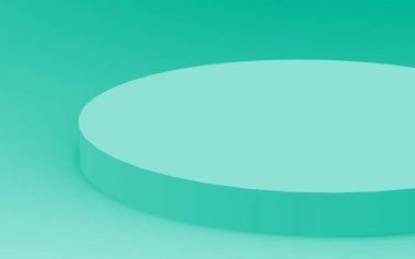 3D yeşil, parlak silindir podyum stüdyo arkaplanı. Soyut 3d geometrik şekil çizimi. Gıda için doğal ürün görüntüsü.