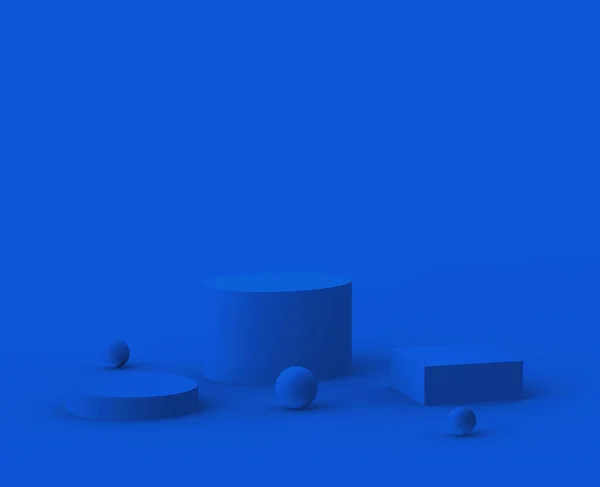 Bleu Podium Design Minimaliste Moderne Arrière Plan Studio Illustration Abstraite — Photo