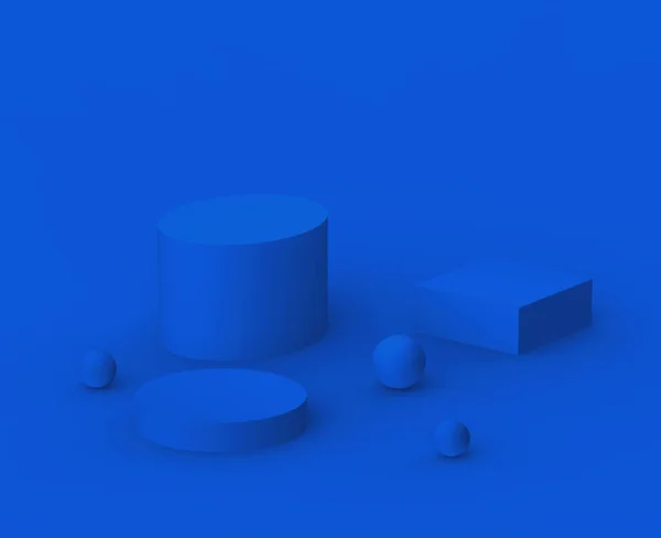 Blaues Podium Modernes Minimalistisches Design Studiohintergrund Abstrakte Darstellung Geometrischer Formen — Stockfoto