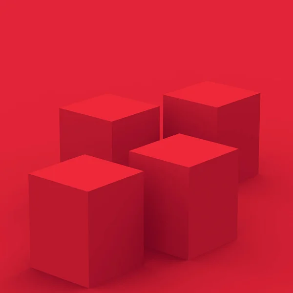 Rode Kubus Box Podium Minimale Scene Studio Achtergrond Abstract Geometrische — Stockfoto