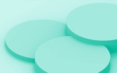 3D yeşil, parlak silindir podyum stüdyo arkaplanı. Soyut 3d geometrik şekil çizimi. Gıda için doğal ürün görüntüsü.