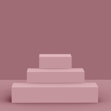 3D mor leylak sahne podyumu stüdyo arkaplanı minimum. Soyut 3d geometrik şekil çizimi. Kozmetik moda ürünleri için görüntü. Doğal monokrom renk tonları.
