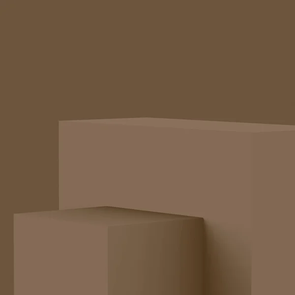 Kahverengi Küp Küçük Podyum Sahne Stüdyosu Arka Planı Soyut Geometrik — Stok fotoğraf