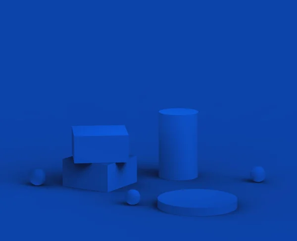 Blauw Podium Modern Minimaal Design Studio Achtergrond Abstract Geometrische Vorm — Stockfoto