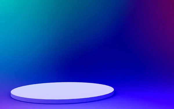 Viola Blu Neon Luce Cilindro Podio Minimale Studio Gradiente Colori — Foto Stock