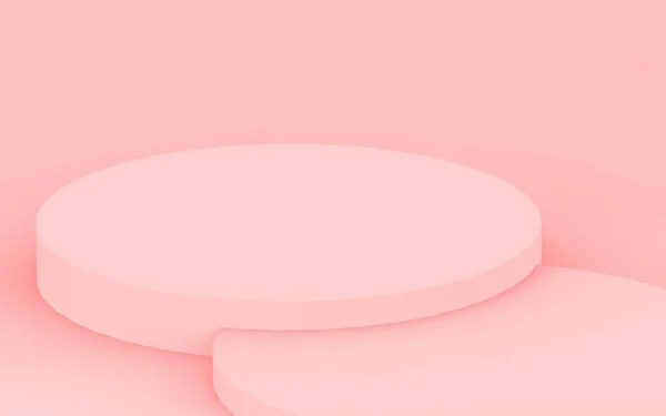 3Dピンクのシリンダーの表彰台最小限のスタジオの背景 概要3D形状オブジェクトイラストレンダリング バレンタイン製品の表示 — ストック写真