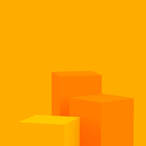 Jaune Orange Couleurs Cubes Carré Podium Fond Studio Minimal Illustration — Photo