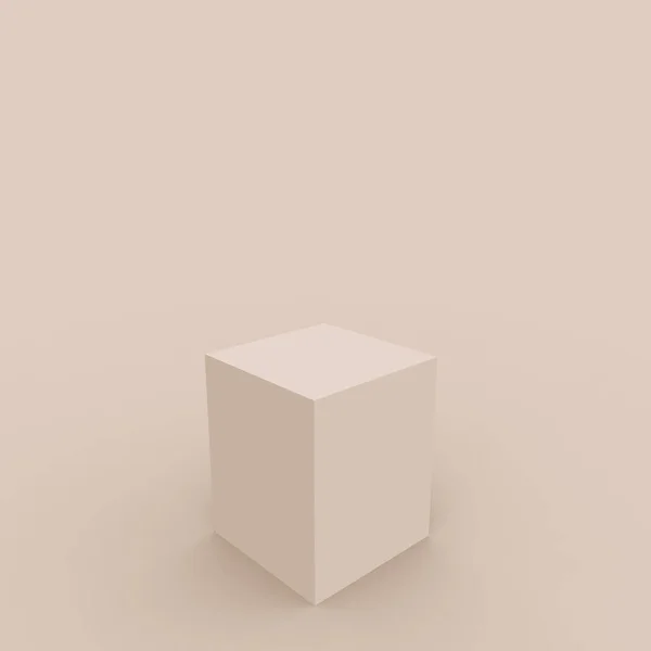 3D棕色乳白色立方体和盒式讲台最小场景工作室背景 摘要三维几何形体图解绘制 自然色彩色调 — 图库照片
