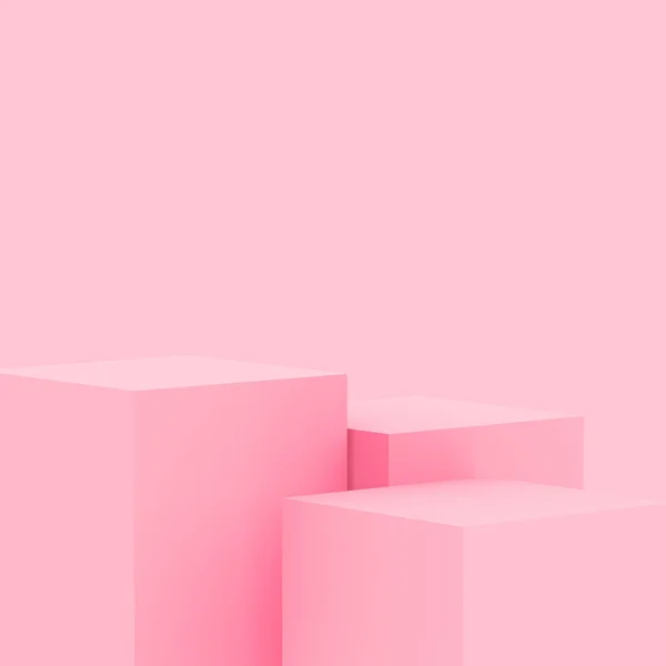 Różowy Sześcian Pole Podium Minimalne Tło Studio Sceny Abstrakcyjny Geometryczny — Zdjęcie stockowe