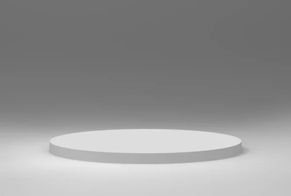 Gri Beyaz Silindir Podyum Minimum Stüdyo Arkaplanı Soyut Geometrik Şekil — Stok fotoğraf