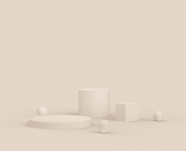 Brown Creamy Stage Podium Modern Minimal Design Studio Background Abstract — Stock Photo, Image