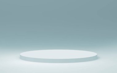 3D gri, parlak silindir podyum stüdyo arka planı. Soyut 3d geometrik şekil çizimi çizimi.