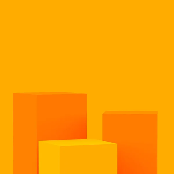 Jaune Orange Couleurs Cubes Carré Podium Fond Studio Minimal Illustration — Photo