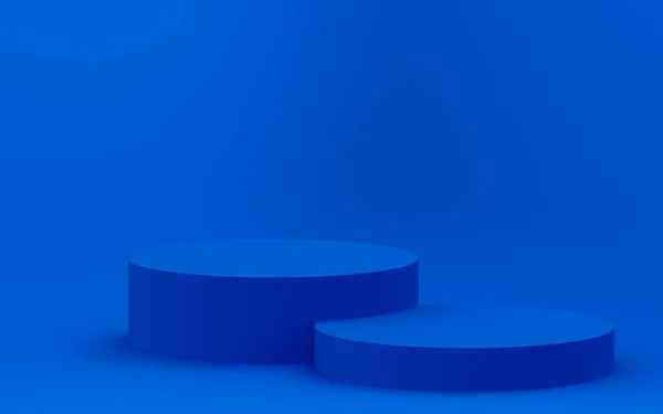 Modrý Válec Pódium Minimální Studio Pozadí Abstraktní Vykreslení Geometrického Tvaru — Stock fotografie