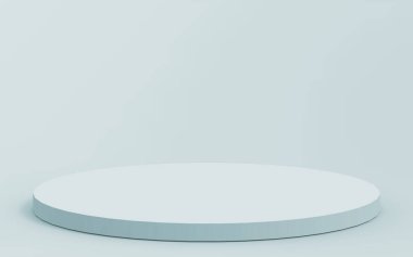 3D gri, parlak silindir podyum stüdyo arka planı. Soyut 3d geometrik şekil çizimi çizimi.