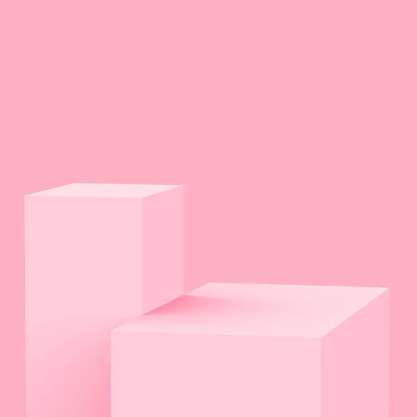 Ροζ Κύβος Και Κουτί Βάθρο Minimal Σκηνή Στούντιο Φόντο Αφηρημένη — Φωτογραφία Αρχείου