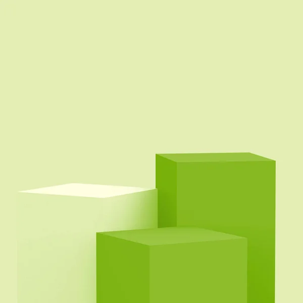 Green Cubes Square Podium Minimal Studio Background Abstract Geometric Shape — Stock Photo, Image