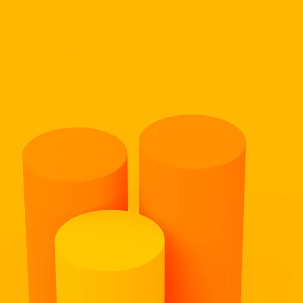 Amarillo Naranja Colores Cilindro Podio Mínimo Fondo Estudio Abstracto Forma — Foto de Stock