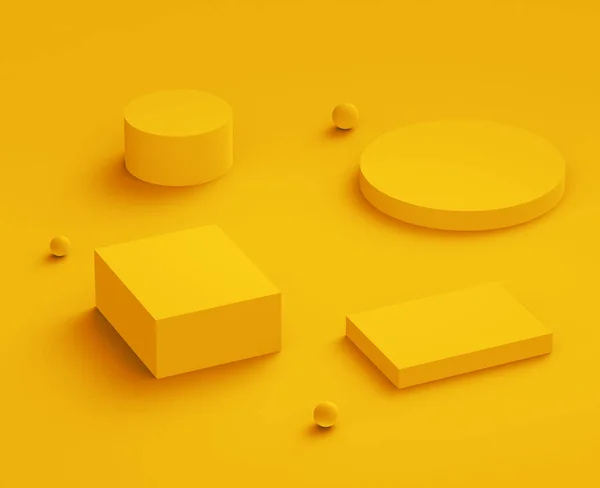 Sarı Podyum Minimum Stüdyo Arka Planı Soyut Geometrik Şekil Çizimi — Stok fotoğraf