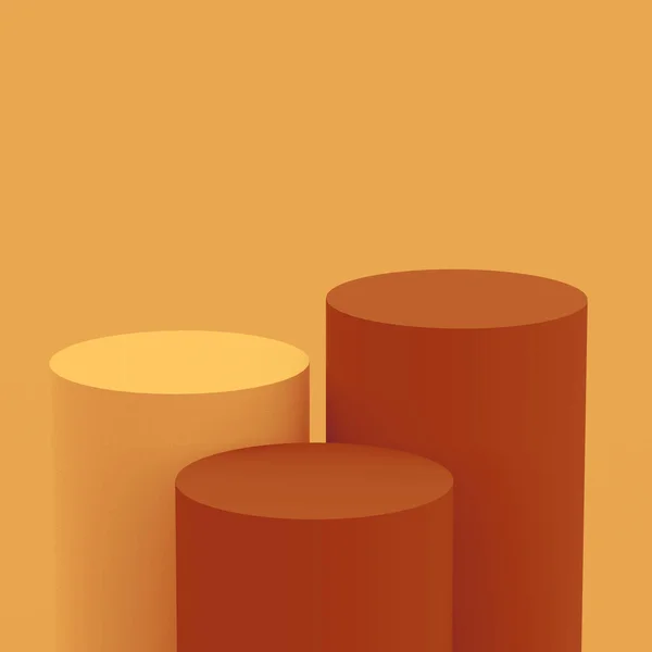Orange Brun Couleurs Cylindre Podium Fond Studio Minimal Illustration Abstraite — Photo