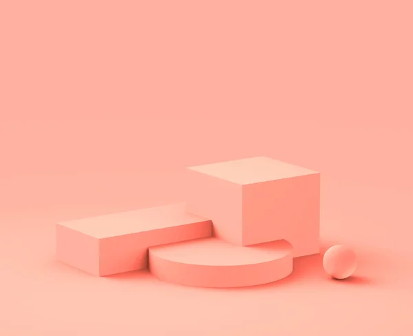 Abstract Roze Perzik Platform Minimale Studio Achtergrond Geometrische Vorm Object — Stockfoto