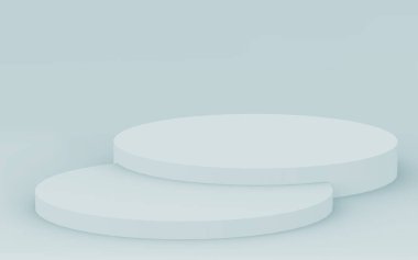 3D gri, parlak silindir podyum stüdyo arka planı. Soyut 3d geometrik şekil çizimi çizimi.