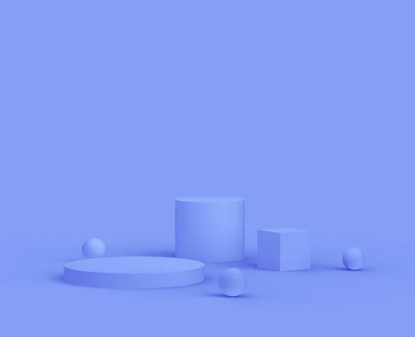 Plate Forme Bleu Royal Violet Fond Studio Minimal Illustration Abstraite — Photo