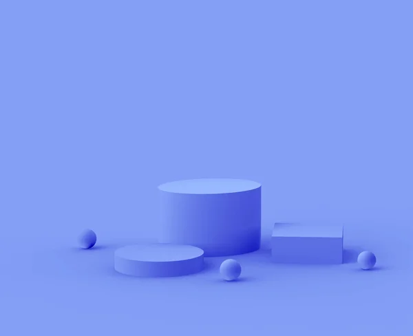 Königsblau Und Lila Plattform Minimalen Studio Hintergrund Abstrakte Darstellung Geometrischer — Stockfoto