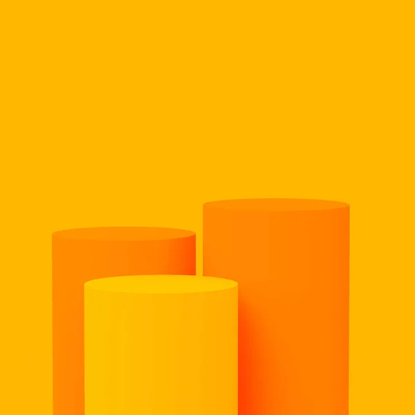 Sarı Turuncu Renkli Silindir Podyum Minimal Stüdyo Arka Planı Soyut — Stok fotoğraf