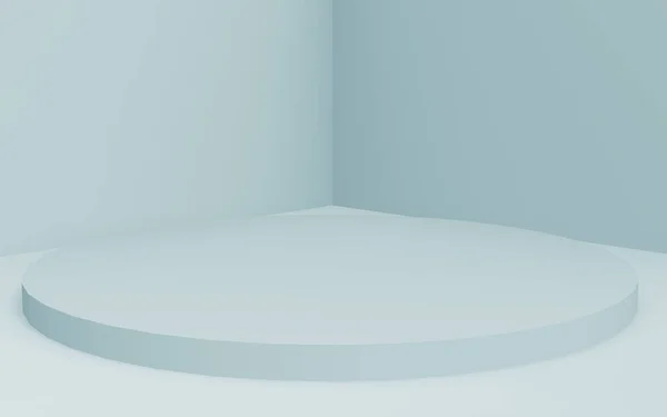 3Dグレーの白い明るいシリンダーの表彰台最小限のスタジオの背景 概要3D形状オブジェクトイラストレンダリング — ストック写真