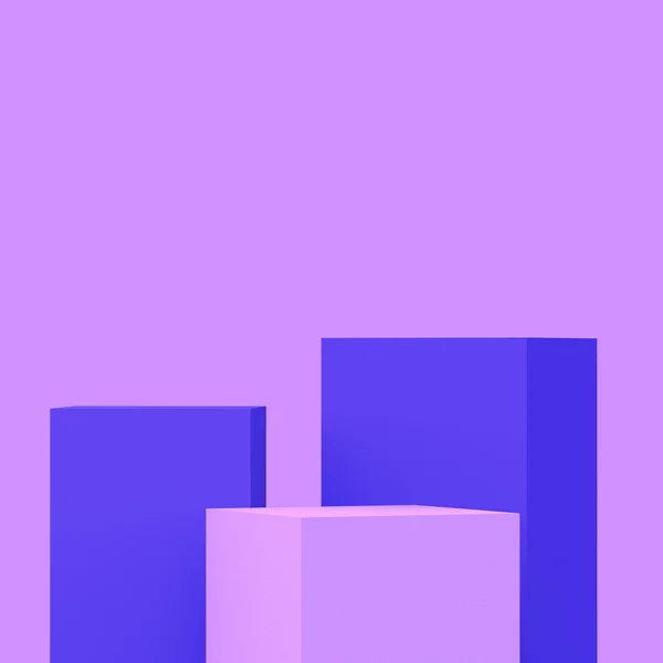 Фіолетовий Фіолетовий Білий Кубики Квадратний Подіум Мінімальний Студійний Фон Анотація — стокове фото