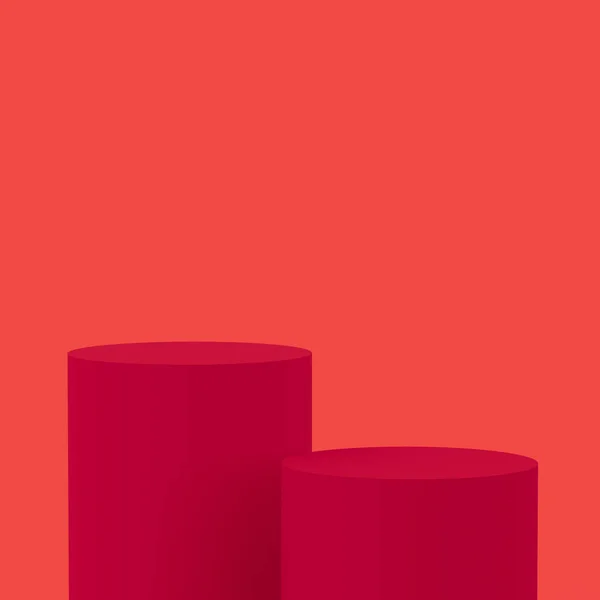Czerwony Pomarańczowy Kolory Cylinder Podium Minimalne Studio Ciemne Tło Abstrakcyjny — Zdjęcie stockowe