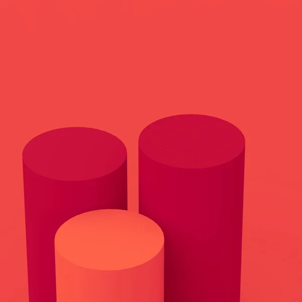 Czerwony Pomarańczowy Kolory Cylinder Podium Minimalne Studio Ciemne Tło Abstrakcyjny — Zdjęcie stockowe