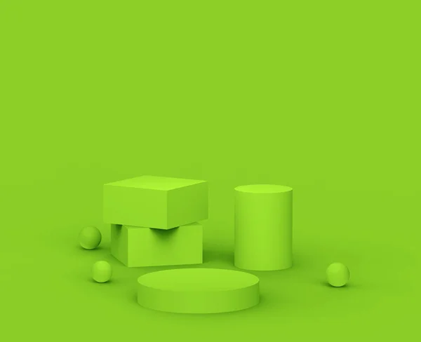 Green Podium Minimal Studio Background Abstract Geometric Shape Object Illustration — Stock Photo, Image