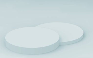 3D gri, parlak silindir podyum stüdyo arka planı. Soyut 3d geometrik şekil çizimi çizimi.