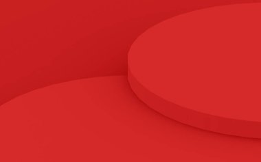 3d kırmızı silindir podyum minimum stüdyo arkaplanı. Soyut 3d geometrik şekil çizimi. Yaz tatili ürünleri için görüntü.