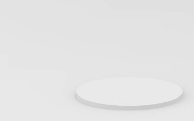 3D gri, parlak silindir podyum stüdyo arka planı. Soyut 3d geometrik şekil çizimi çizimi.