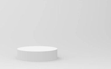 3D gri, parlak silindir podyum stüdyo arka planı. Soyut 3d geometrik şekil çizimi çizimi.