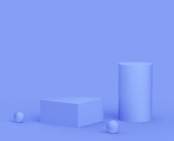 3D皇家蓝紫色平台最小工作室背景 摘要三维几何形体图解绘制 化妆品及美容美发产品展示 — 图库照片
