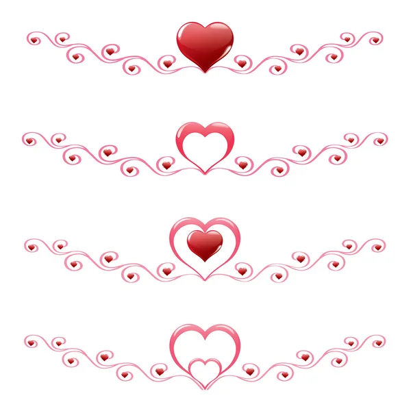 Dekorasyon seti ile kırmızı Kalpler — Stok fotoğraf